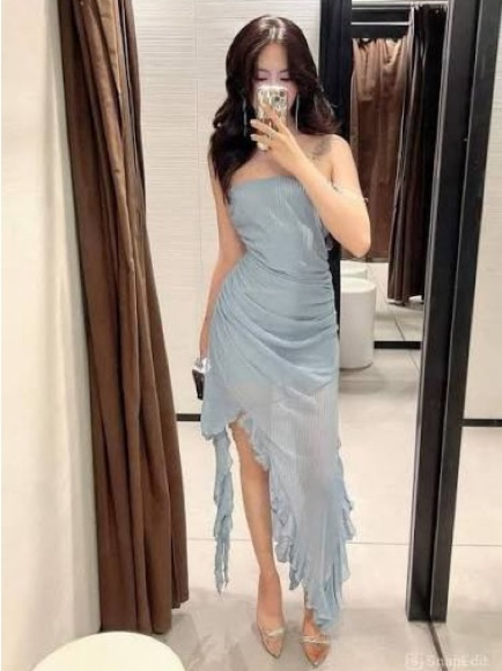 Zara Blue Strapless Dress